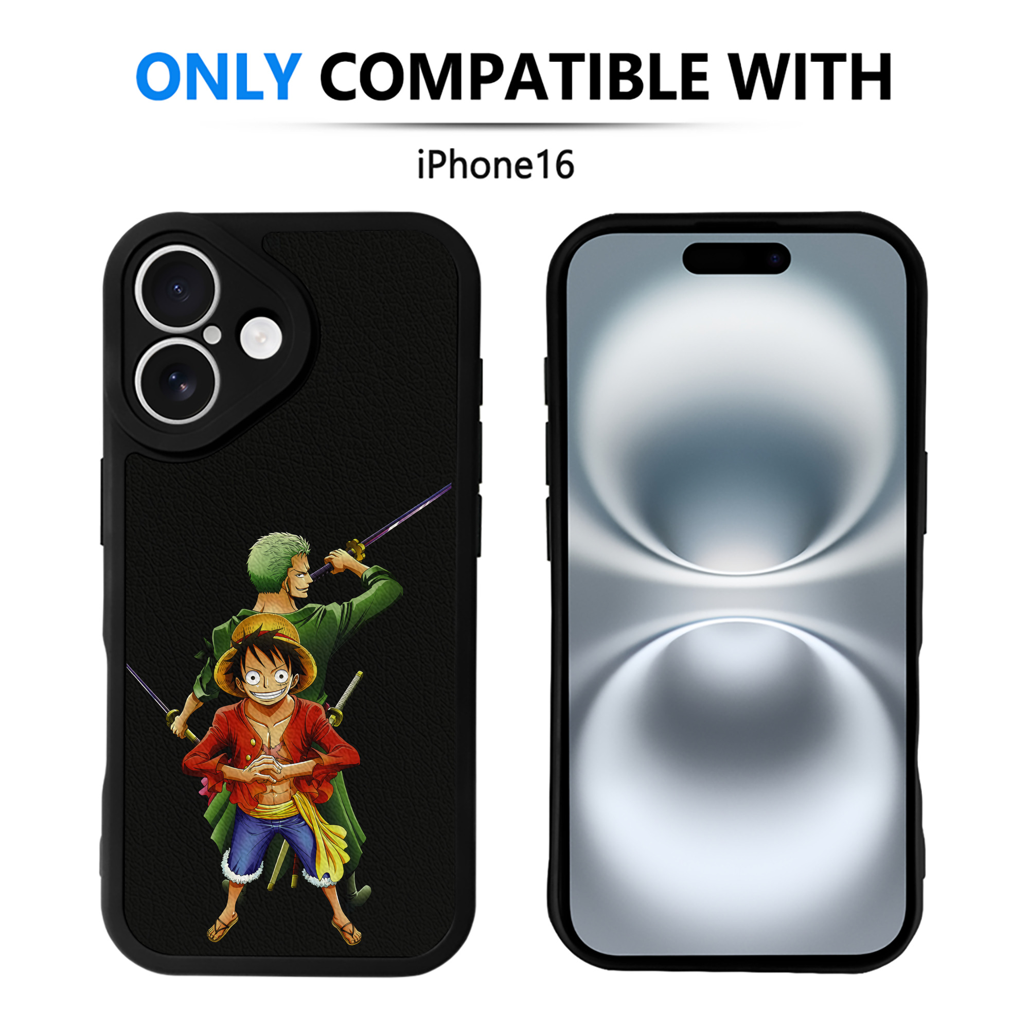 （画像用） ワンピース モンキー・D・ルフィ ONE PIECE Monkey D. Luffy 【iPhone 16シリーズ対応】シリコンスマホケース（レザー調） 材質：シリコン